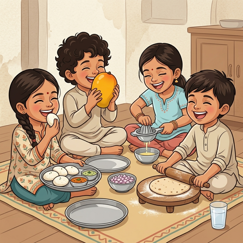 Children cooking together
